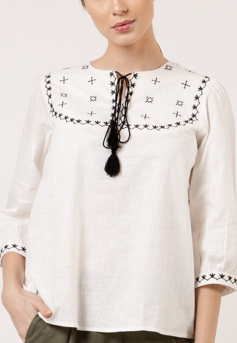 Embroidered White Blouse