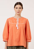 Embroidered Tangerine Blouse