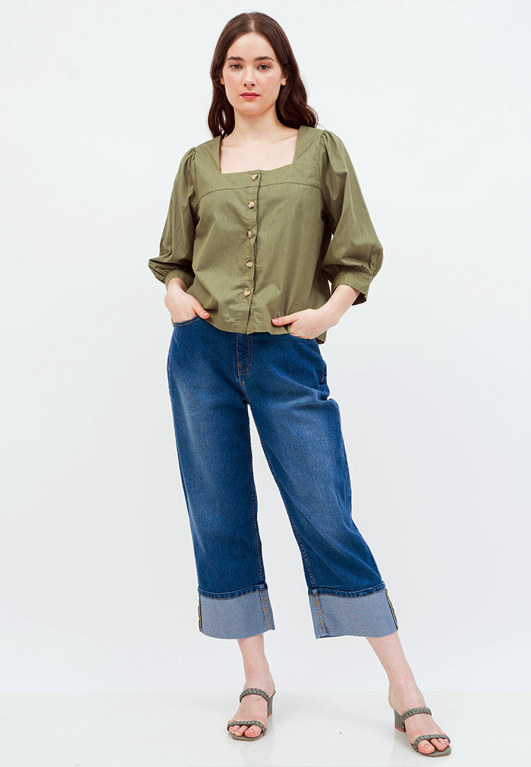 Square Neck Loose Blouse