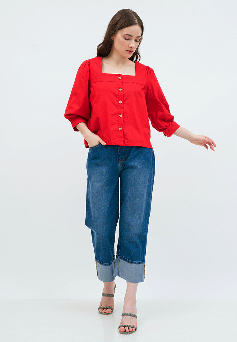 Square Neck Loose Blouse