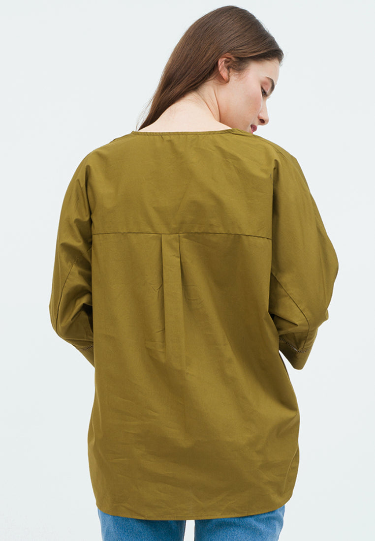Loose Blouse with Open Collar