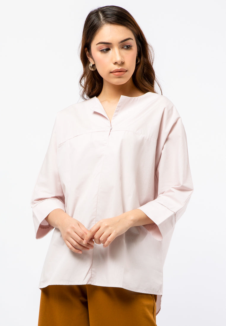 Loose Blouse with Lace Trim