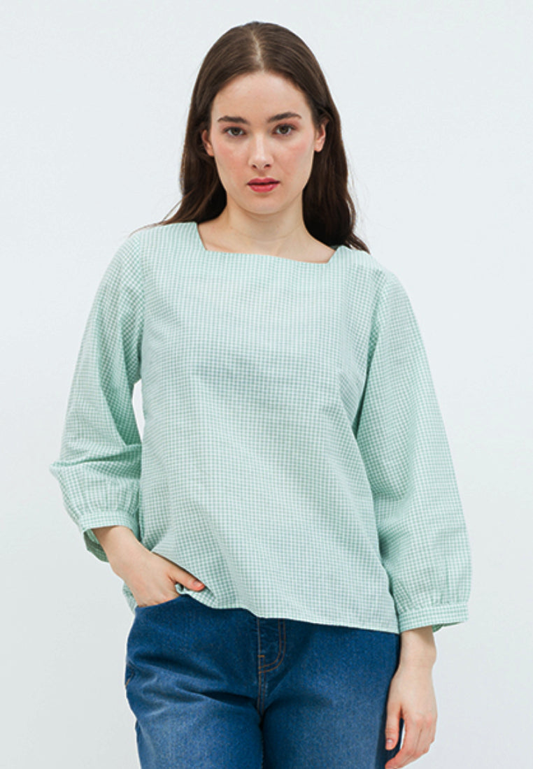 Gingham Long Sleeve Blouse