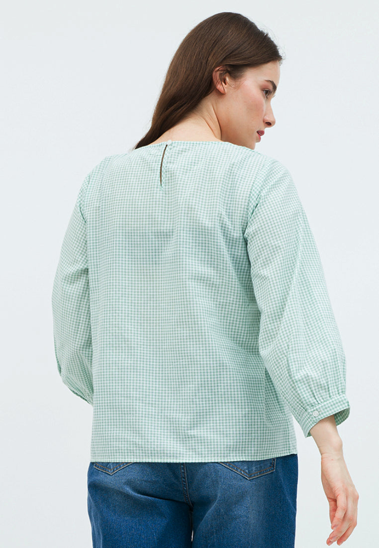 Gingham Long Sleeve Blouse