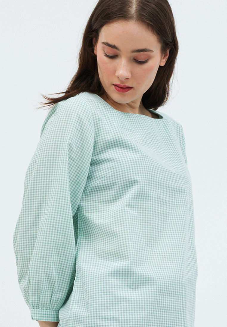 Gingham Long Sleeve Blouse