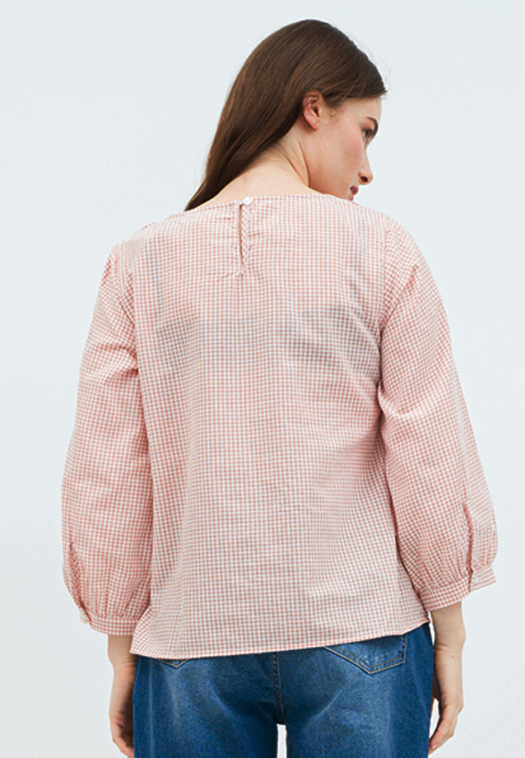 Gingham Long Sleeve Blouse