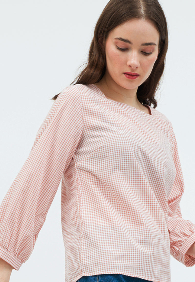 Gingham Long Sleeve Blouse