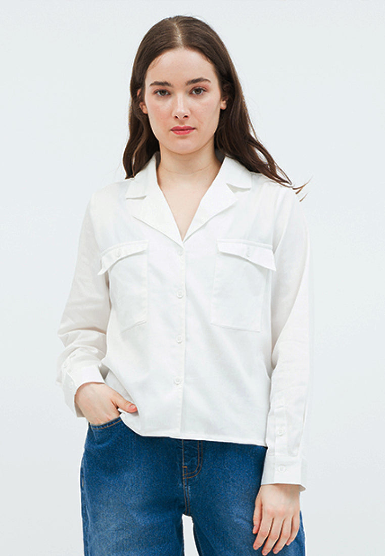 Long Sleeve Blouse with Pyjama Collar