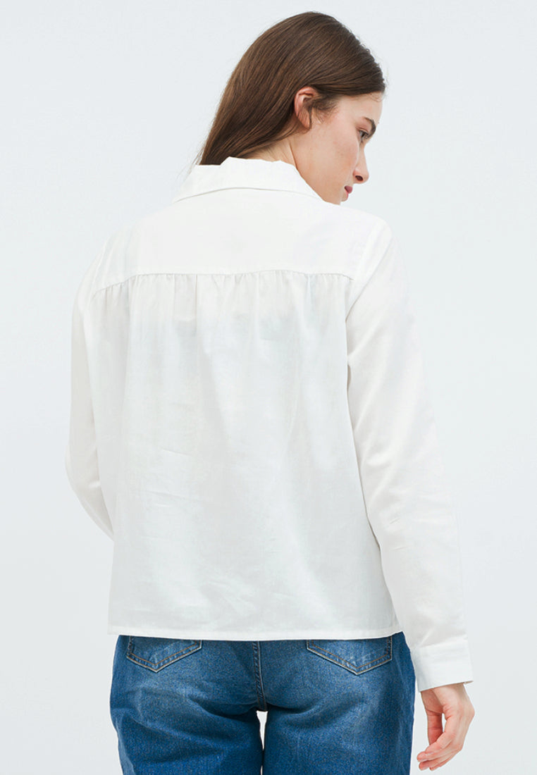 Long Sleeve Blouse with Pyjama Collar