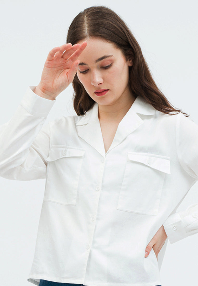 Long Sleeve Blouse with Pyjama Collar