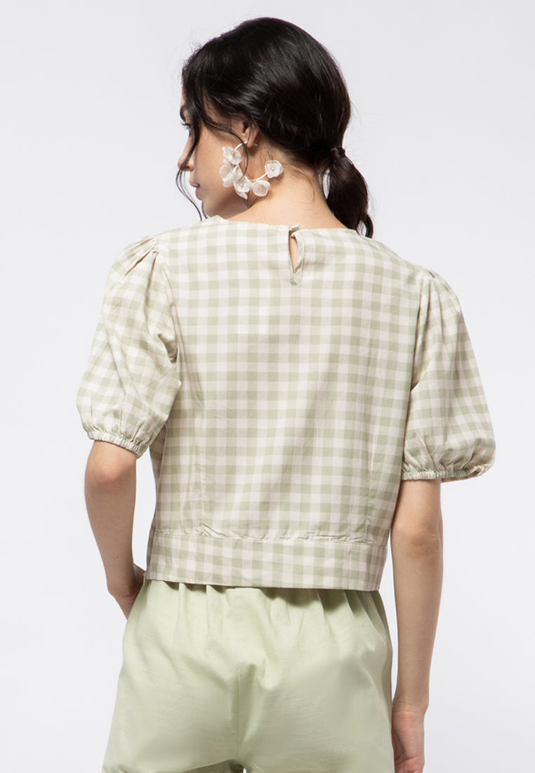 Crop Blouse with Puff Sleeve