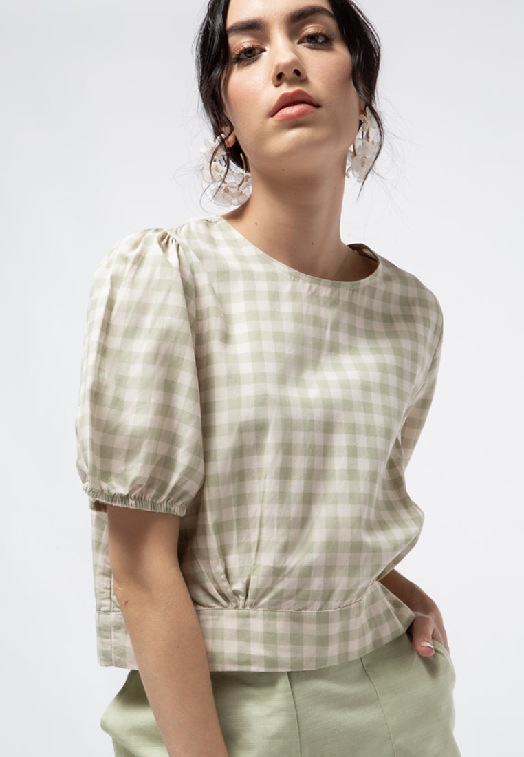 Crop Blouse with Puff Sleeve