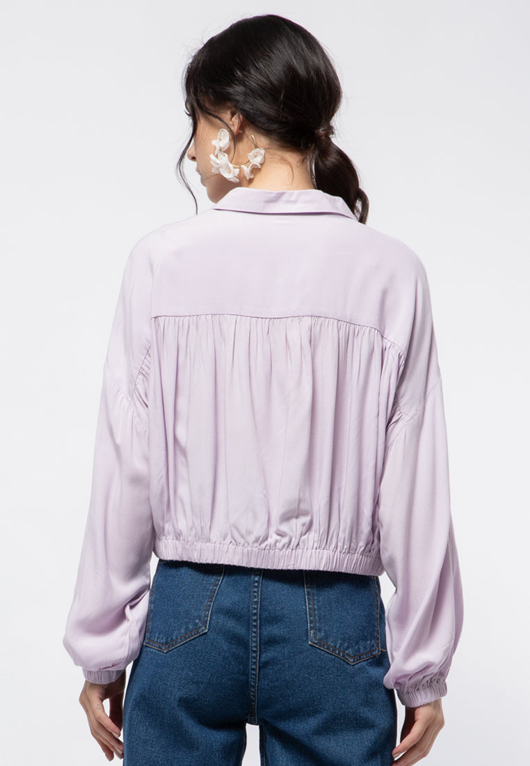 Long Sleeve Ruched Blouse