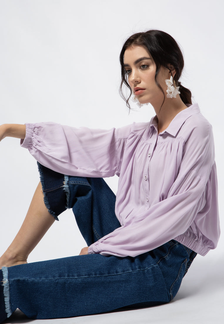 Long Sleeve Ruched Blouse