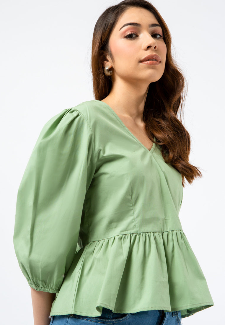 V-neck Fit & Flare Blouse