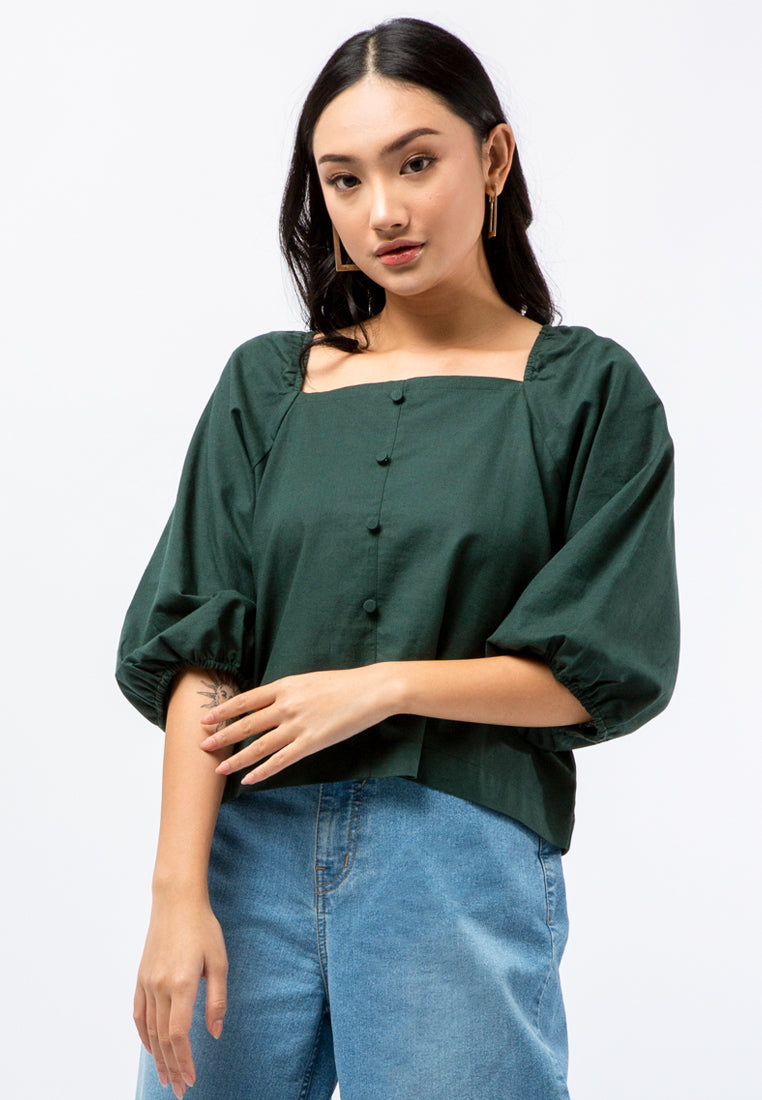 Puff Sleeve Blouse with Back Details