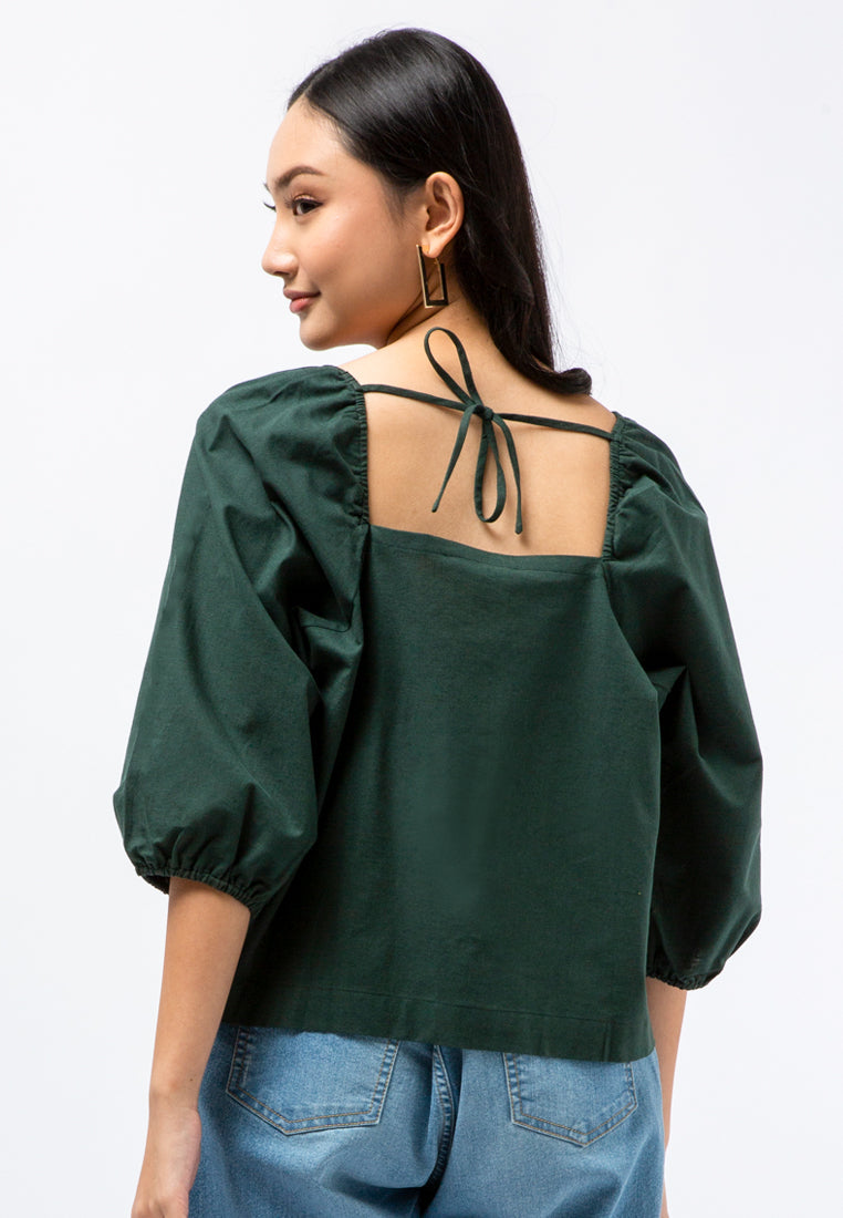 Puff Sleeve Blouse with Back Details