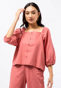 Puff Sleeve Blouse with Back Details
