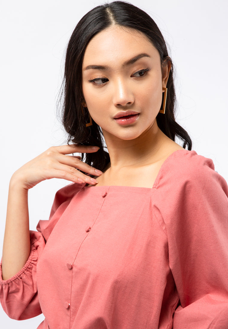 Puff Sleeve Blouse with Back Details