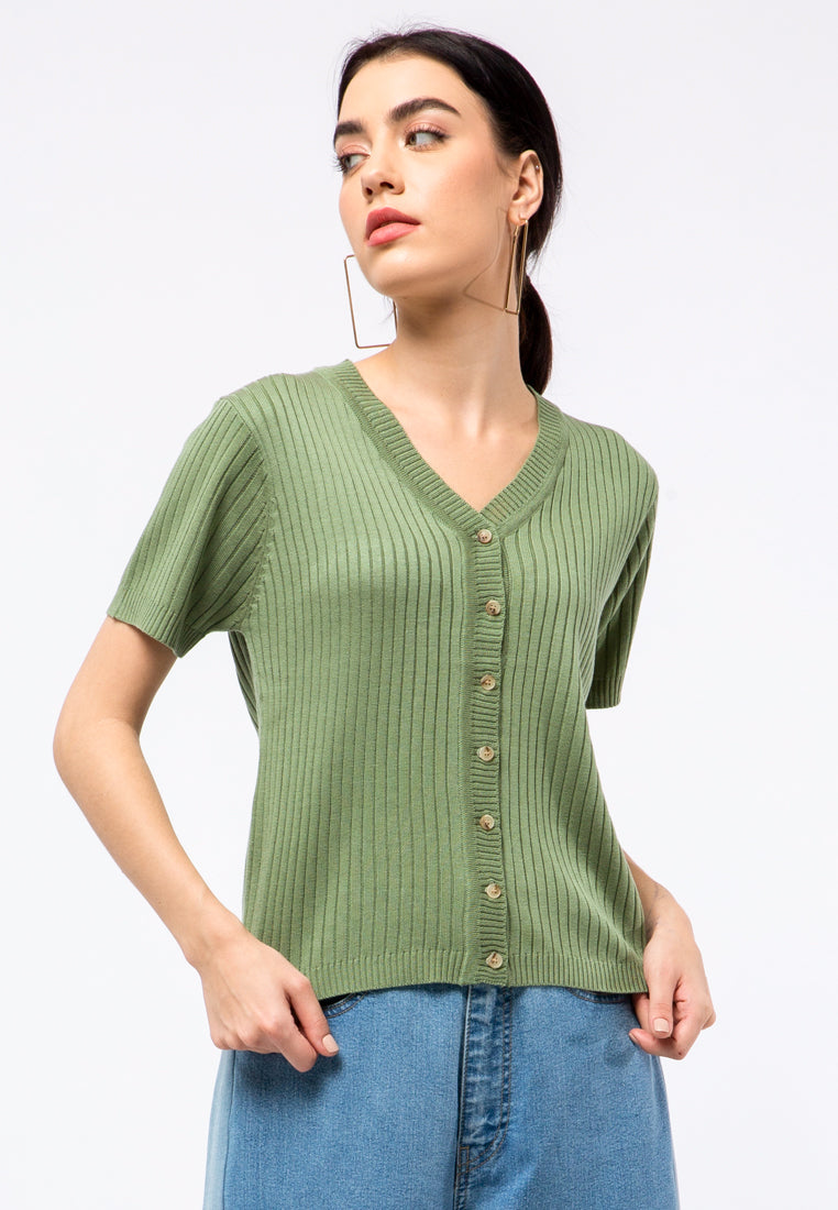 V-neck Flatknit Crop Top