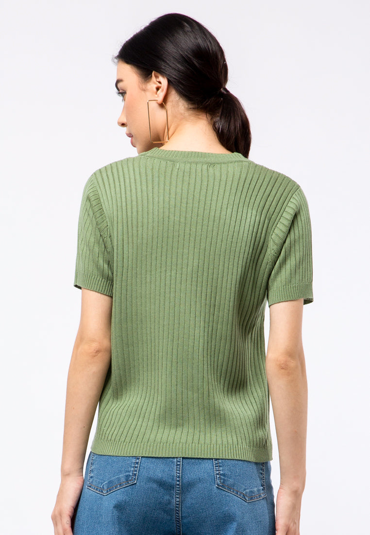 V-neck Flatknit Crop Top