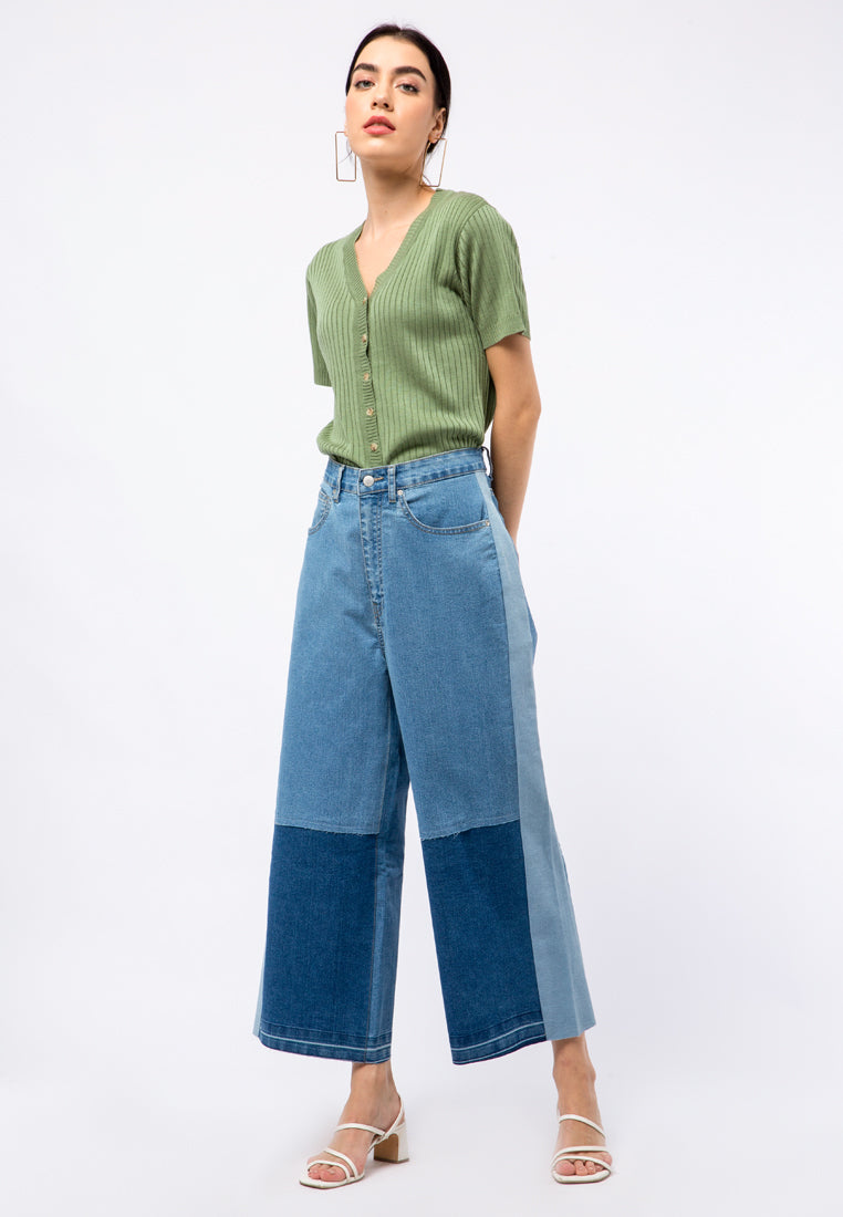 V-neck Flatknit Crop Top