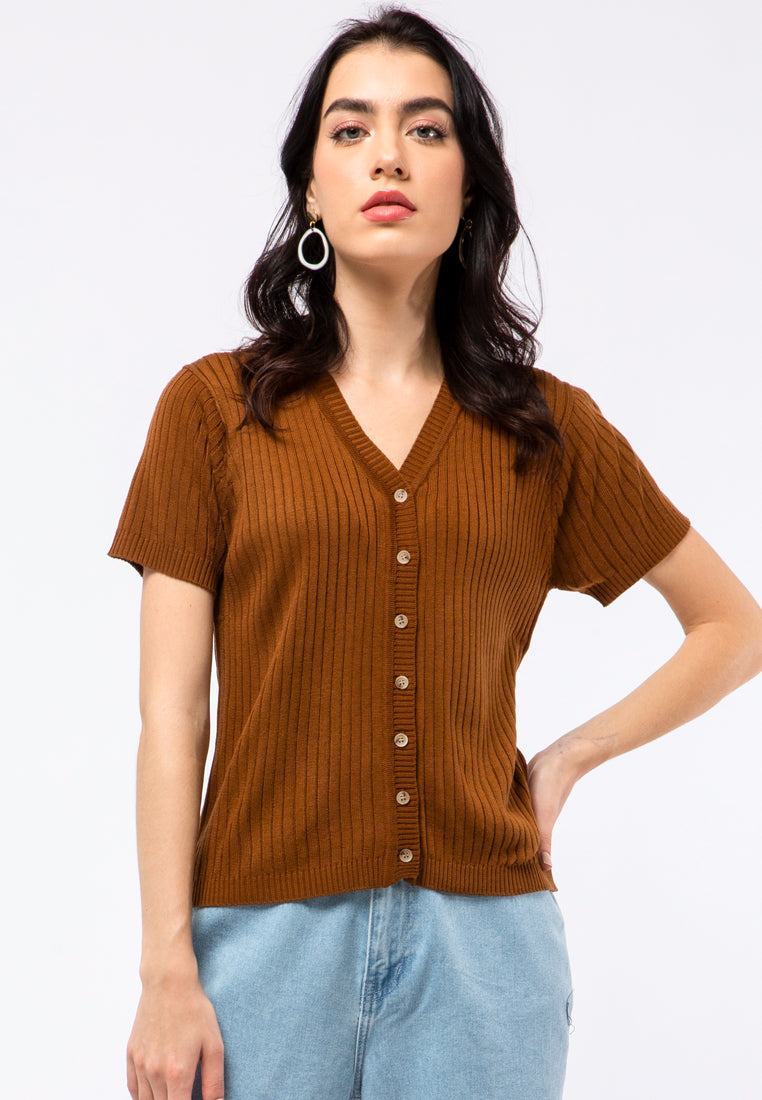 V-neck Flatknit Crop Top