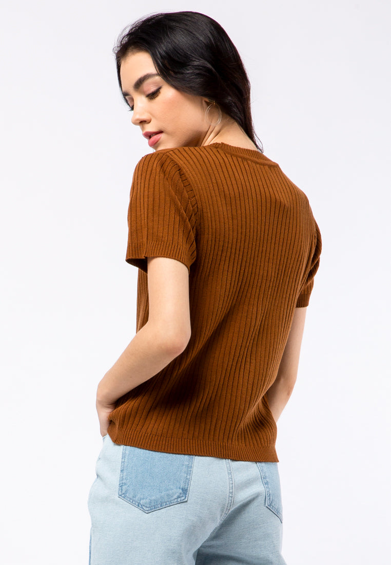 V-neck Flatknit Crop Top