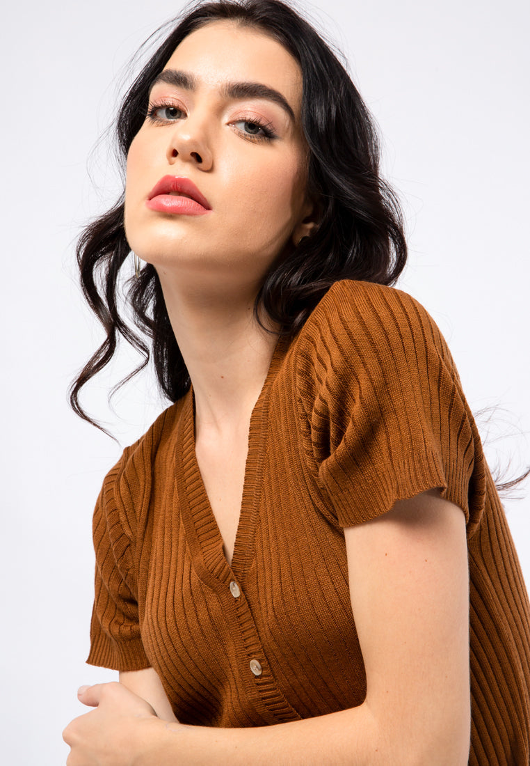 V-neck Flatknit Crop Top