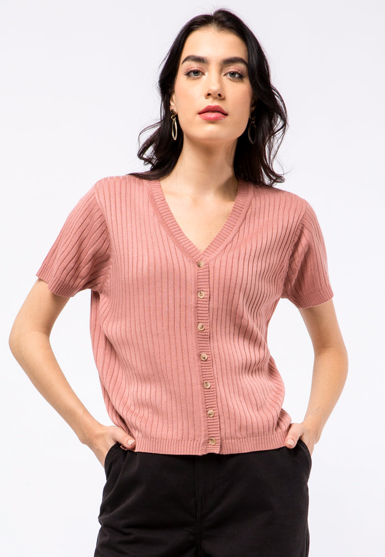 V-neck Flatknit Crop Top