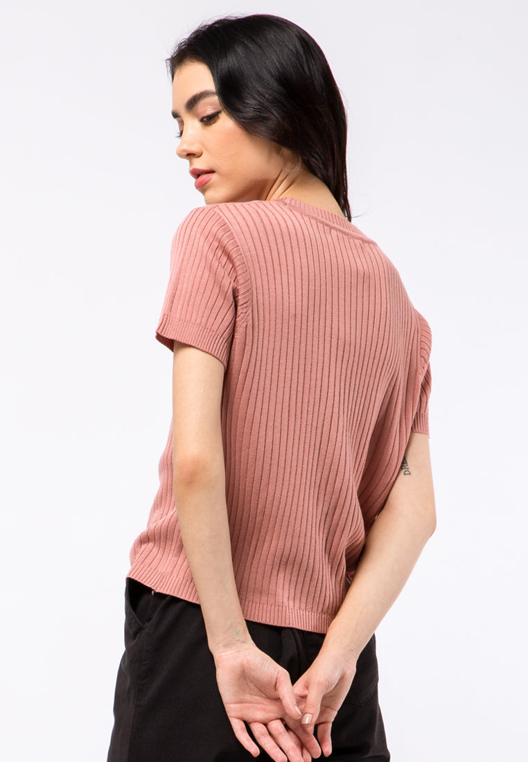 V-neck Flatknit Crop Top