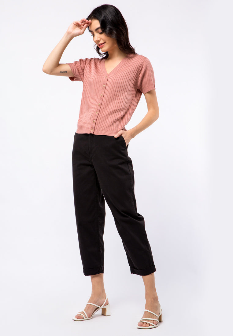 V-neck Flatknit Crop Top