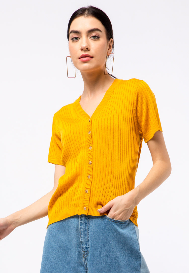 V-neck Flatknit Crop Top