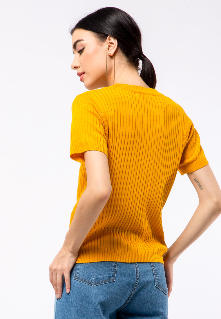 V-neck Flatknit Crop Top