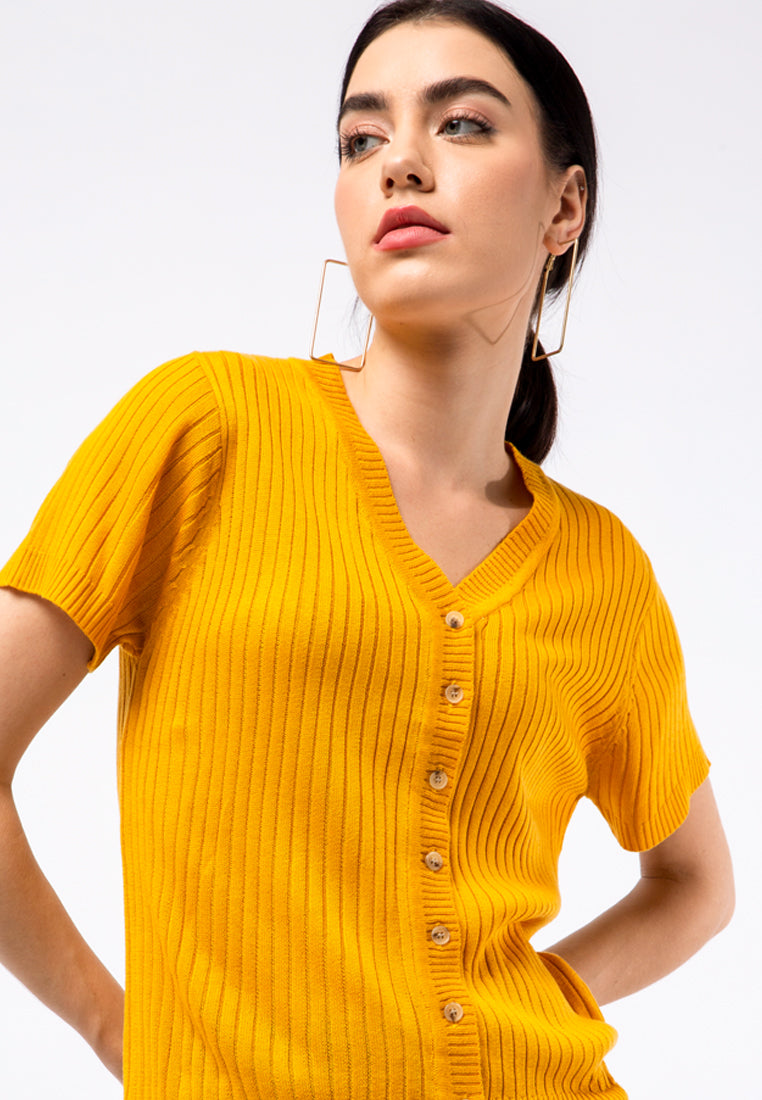 V-neck Flatknit Crop Top