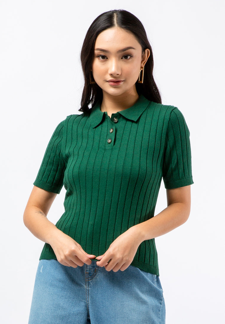 Fitted Knit Polo Shirt