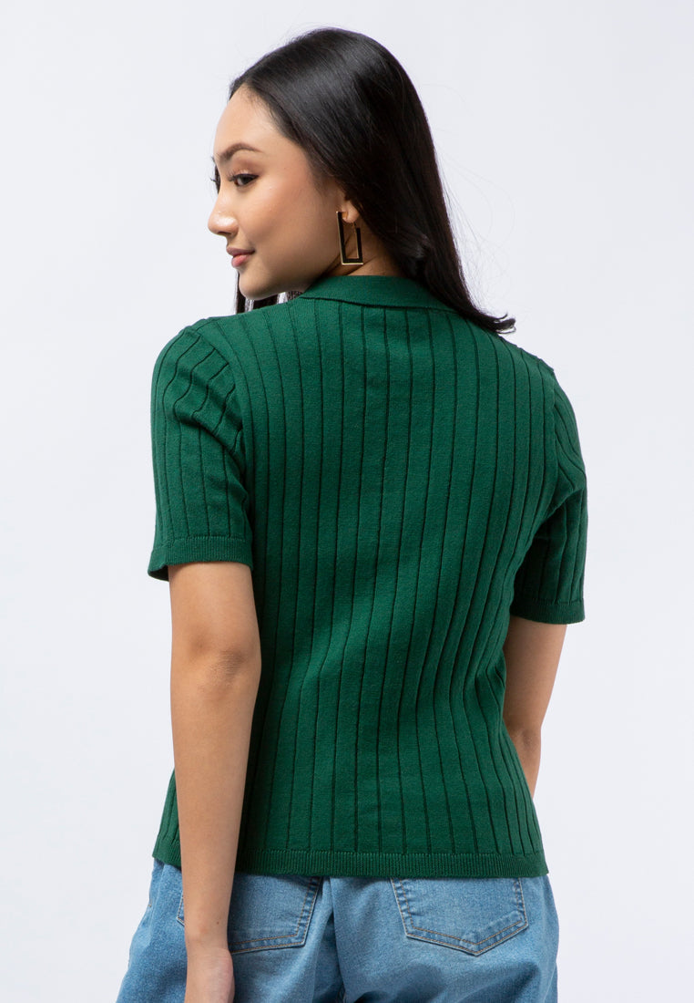 Fitted Knit Polo Shirt