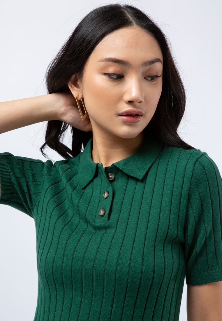 Fitted Knit Polo Shirt
