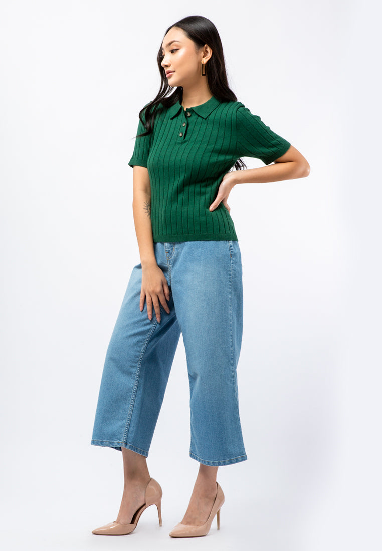 Fitted Knit Polo Shirt