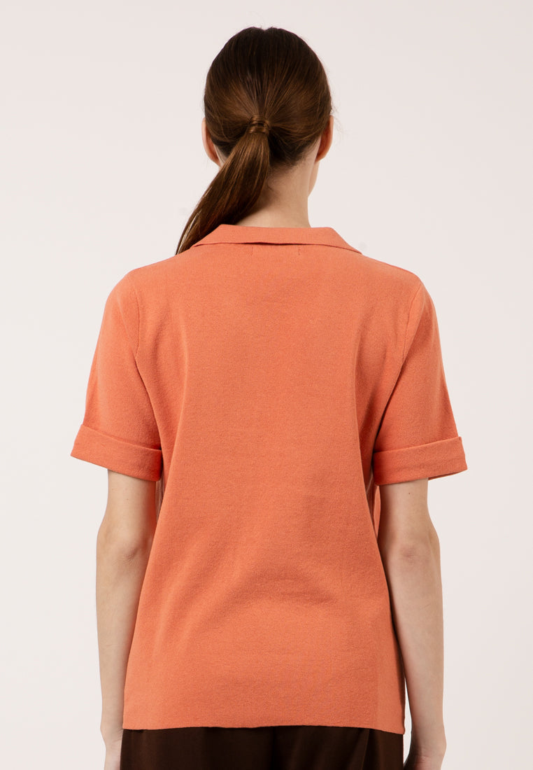 Tangerine Polo Knit