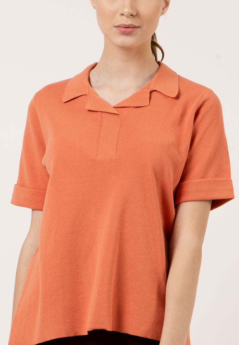 Tangerine Polo Knit