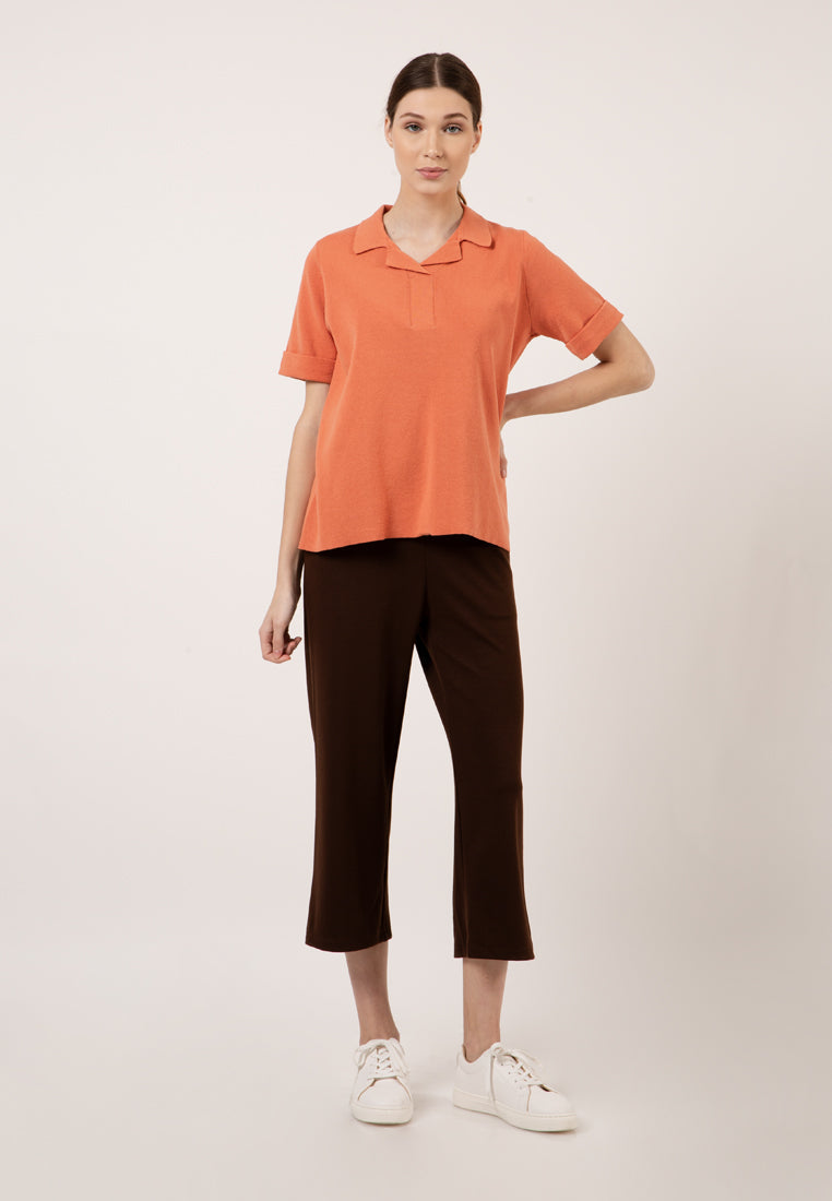 Tangerine Polo Knit