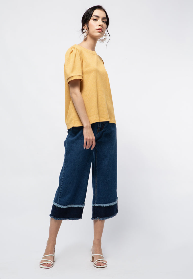 Puff Sleeve Knit Blouse