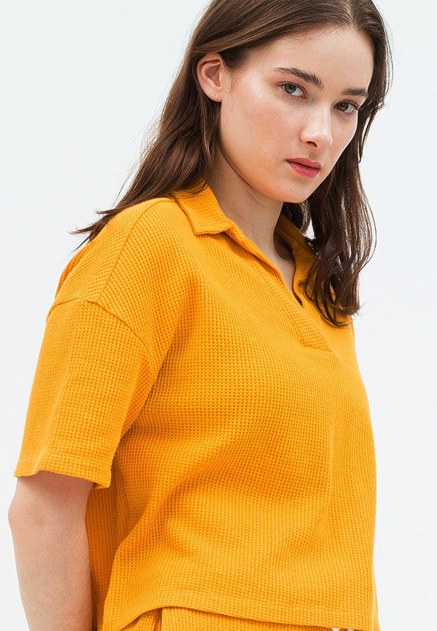 Drop Shoulder Loose Polo Shirt