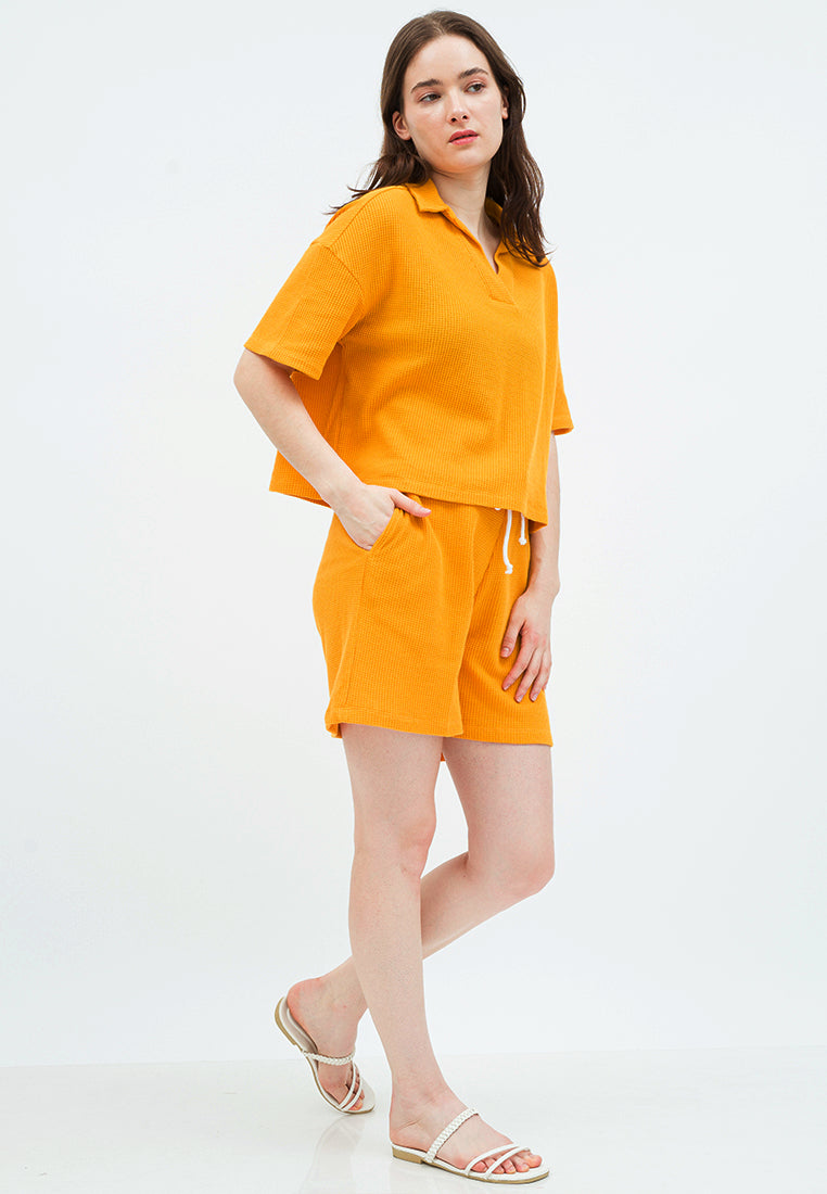 Drop Shoulder Loose Polo Shirt