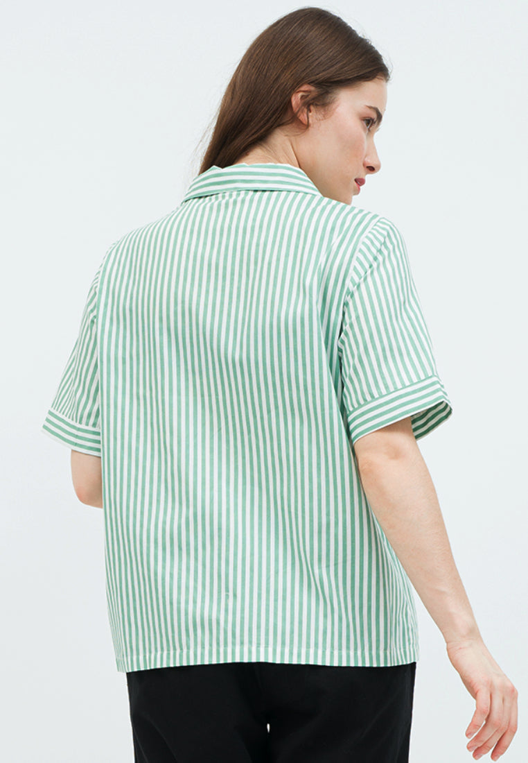 Short Sleeve Striped Loose Blouse