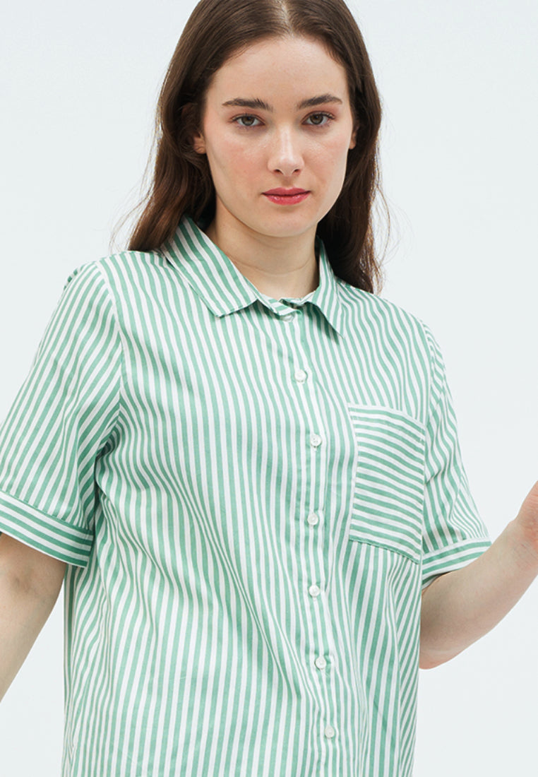 Short Sleeve Striped Loose Blouse