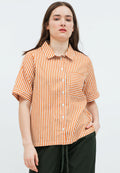Short Sleeve Striped Loose Blouse