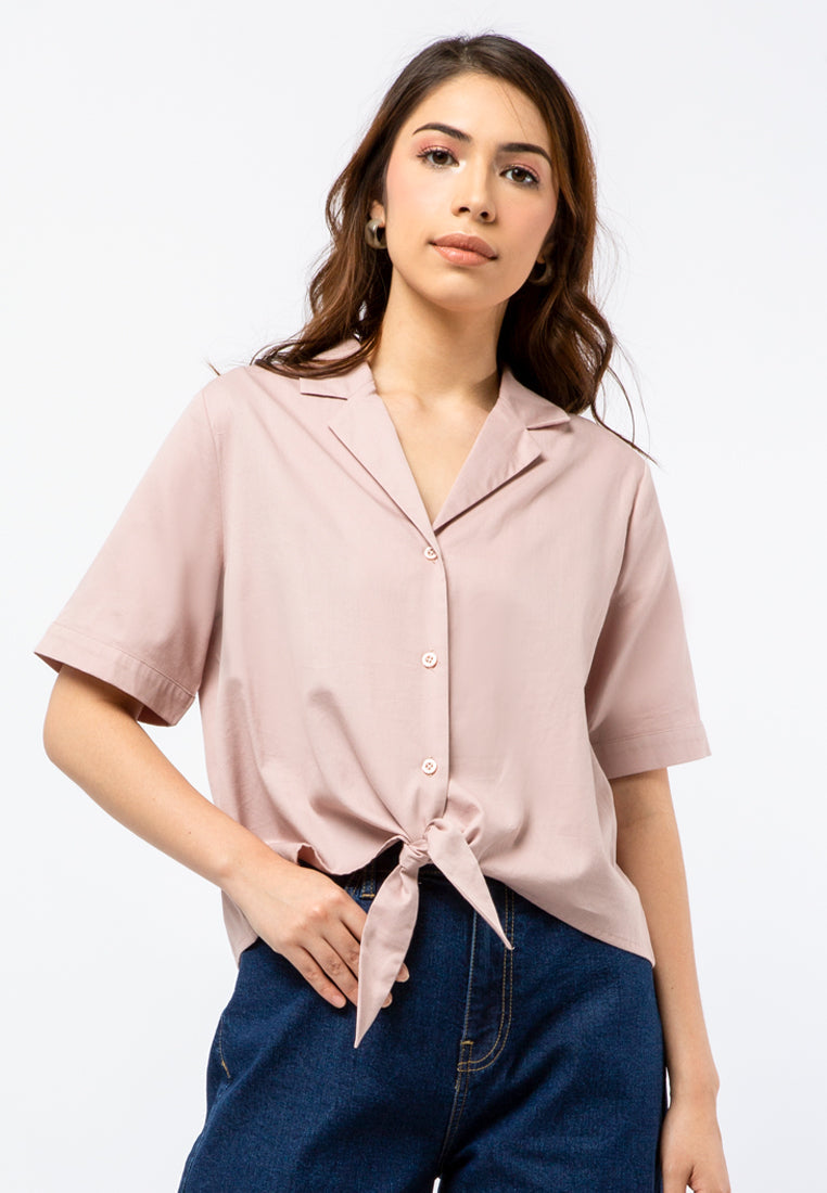 Short Sleeve Crop Knot Shirt
