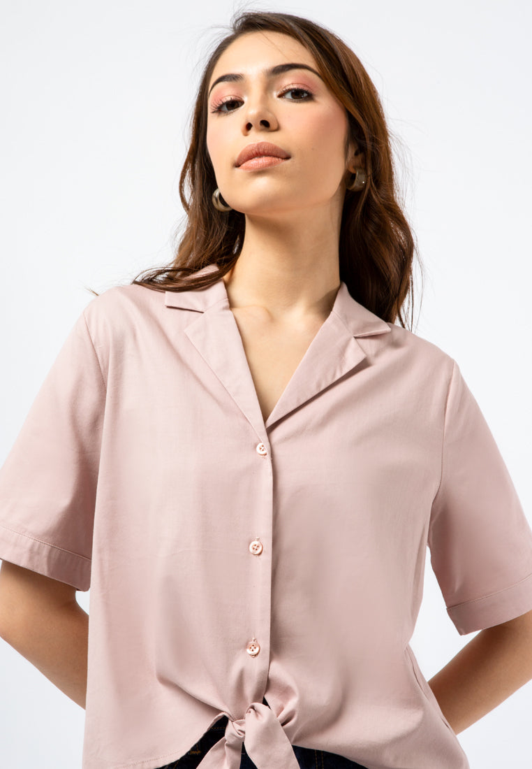 Short Sleeve Crop Knot Shirt